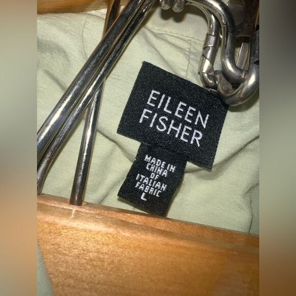 Eileen Fisher Keylime Green Cotton Water Resistant Jacket Size Large EUC - Picture 6 of 10